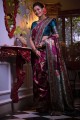 Tissage Banarasi Silk Wine Banarasi Saris avec chemisier
