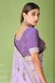 sari georgette avec pierre, imprimé en violet