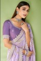 sari georgette avec pierre, imprimé en violet