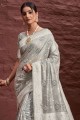 zari sari en coton gris
