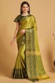 Tissage de soie verte banarasi sari avec chemisier