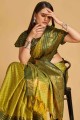 Tissage de soie verte banarasi sari avec chemisier