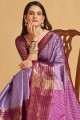 sari banarasi en soie violette avec tissage