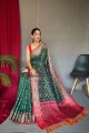 patola soie tissage sari vert avec chemisier