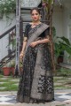 tissage tussar soie sari noir avec chemisier