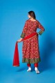 costume palazzo rouge imprimé en rayonne avec dupatta