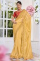 sari Jaune en organza brodé avec chemisier