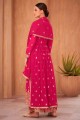Costume pakistanais rose en georgette brodée