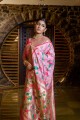 zari banarasi soie banarasi sari en rose