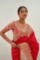 banarasi soie rouge banarasi sari en tissage
