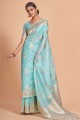 Zari, tissage organza sari en bleu avec chemisier