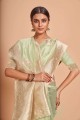 zari, tissage de sari en organza vert