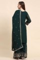 Costume Sharara en fausse georgette brodée en vert avec Dupatta