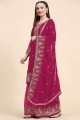 Costume Sharara rose en fausse georgette avec broderie