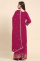 Costume Sharara rose en fausse georgette avec broderie