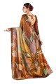 Multicolor Silk Saree With Digital print