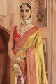 banarasi silk zari,weaving mustard  sari with blouse