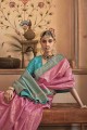 Zari rose, tissage de soie Saree Banarasi