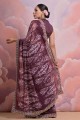 paillettes, impression numérique georgette sari dans le vin avec chemisier