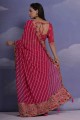 georgette sari in pink with sequins,digital print