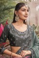 shimmer grey sari in embroidered