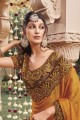 yellow shimmer sari with embroidered
