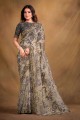 grey sari with stone,sequins,embroidered tissue