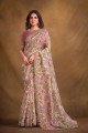 tissue sari in mauve  with stone,sequins,embroidered