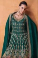 teal green  embroidered georgette eid palazzo suit