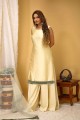 cream  palazzo suit with lace art silk