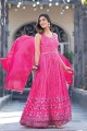 silk gown dress with digital print in pink