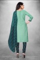 Salwar Kameez vert en coton avec impression numérique