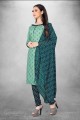 Salwar Kameez vert en coton avec impression numérique