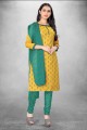 Salwar Kameez jaune en coton avec impression numérique
