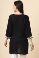 kurti in black rayon with embroidered