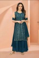 palazzo suit in rama  georgette with embroidered
