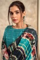 Saris en satin avec impression numérique en multicolore