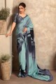 multicolor sari with digital print satin