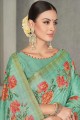 sea green  embroidered tussar silk sari