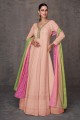 Tailleur Georgette Anarkali avec brodé en rose