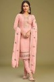gajri  embroidered georgette straight pant suit