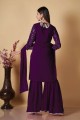 georgette palazzo suit in wine  with embroidered
