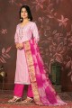 costume palazzo rose en coton avec dupatta