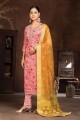 costume palazzo imprimé en soie artistique rose