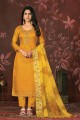 Costume Salwar Kameez jaune uni