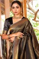 Zari, tissage de sari en soie tissé à la main en chemisier noir