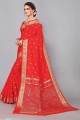 red sari in zari,weaving silk