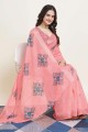 gajri  sari in cotton with digital print