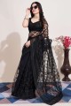 black embroidered soft net sari