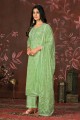Costume pantalon droit vert en soie Chennai avec Dupatta